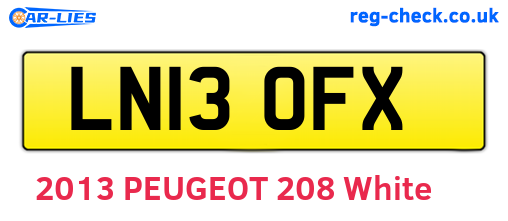 LN13OFX are the vehicle registration plates.