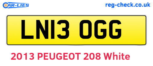 LN13OGG are the vehicle registration plates.
