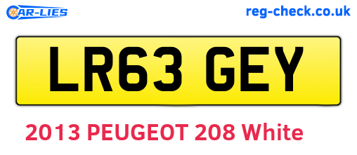 LR63GEY are the vehicle registration plates.