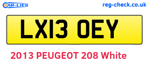 LX13OEY are the vehicle registration plates.