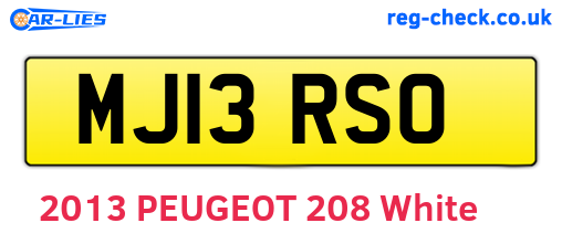MJ13RSO are the vehicle registration plates.