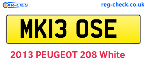MK13OSE are the vehicle registration plates.