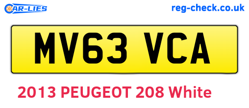MV63VCA are the vehicle registration plates.