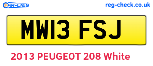 MW13FSJ are the vehicle registration plates.