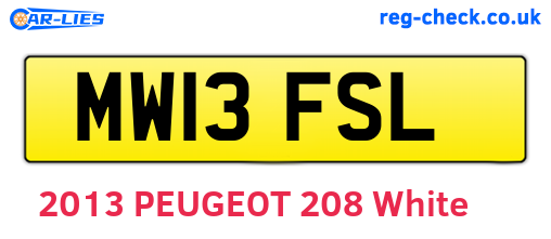 MW13FSL are the vehicle registration plates.