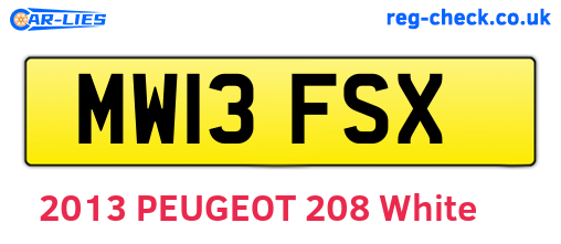 MW13FSX are the vehicle registration plates.