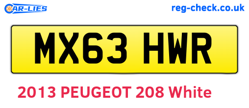 MX63HWR are the vehicle registration plates.
