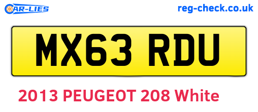 MX63RDU are the vehicle registration plates.