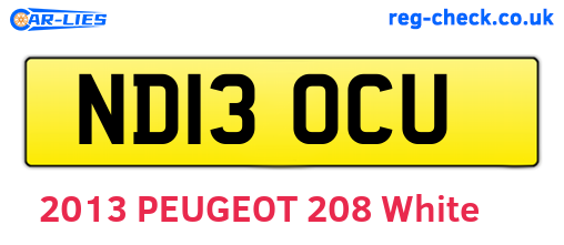 ND13OCU are the vehicle registration plates.