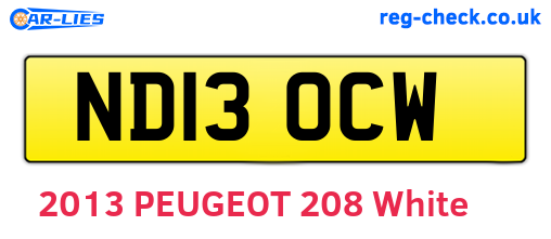 ND13OCW are the vehicle registration plates.