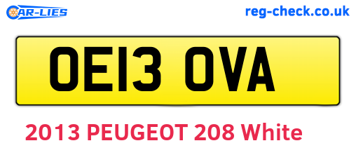 OE13OVA are the vehicle registration plates.