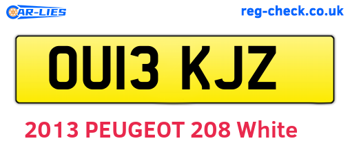 OU13KJZ are the vehicle registration plates.