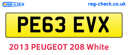 PE63EVX are the vehicle registration plates.