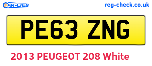 PE63ZNG are the vehicle registration plates.