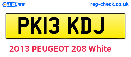 PK13KDJ are the vehicle registration plates.