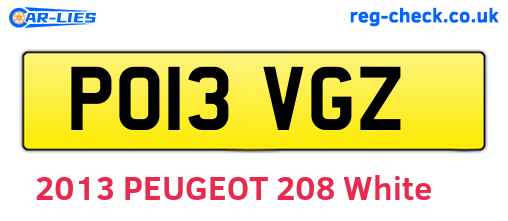 PO13VGZ are the vehicle registration plates.