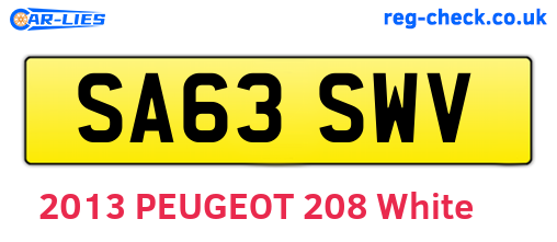 SA63SWV are the vehicle registration plates.