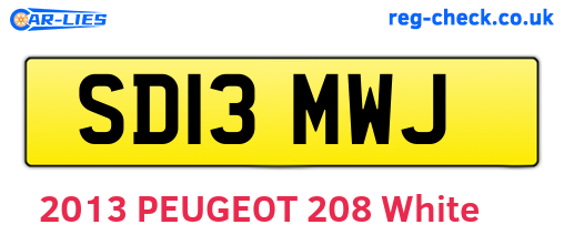 SD13MWJ are the vehicle registration plates.
