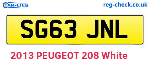 SG63JNL are the vehicle registration plates.