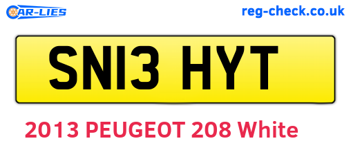 SN13HYT are the vehicle registration plates.