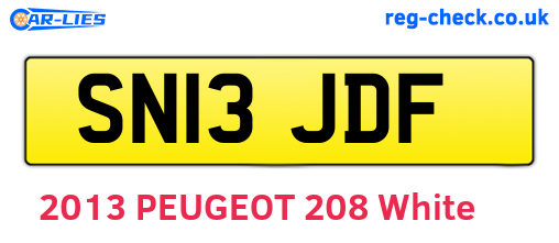 SN13JDF are the vehicle registration plates.