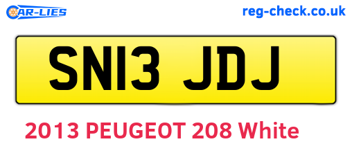 SN13JDJ are the vehicle registration plates.