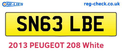 SN63LBE are the vehicle registration plates.