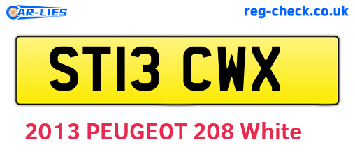ST13CWX are the vehicle registration plates.