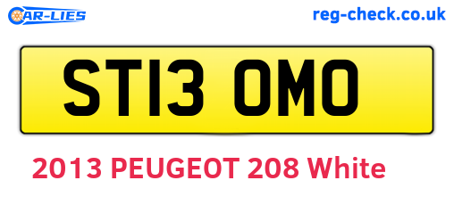 ST13OMO are the vehicle registration plates.