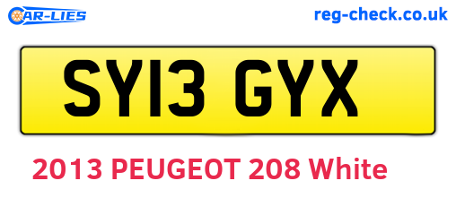 SY13GYX are the vehicle registration plates.