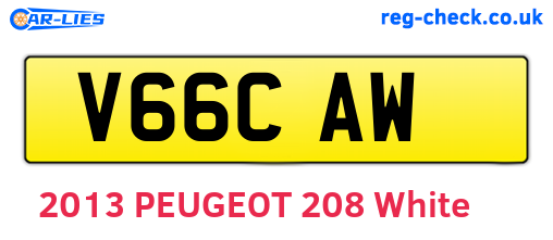 V66CAW are the vehicle registration plates.