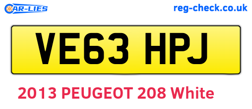 VE63HPJ are the vehicle registration plates.