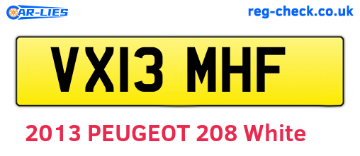 VX13MHF are the vehicle registration plates.