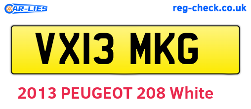 VX13MKG are the vehicle registration plates.