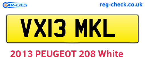 VX13MKL are the vehicle registration plates.