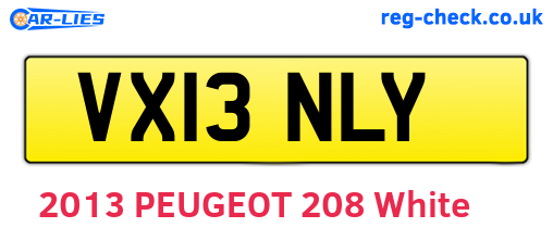 VX13NLY are the vehicle registration plates.