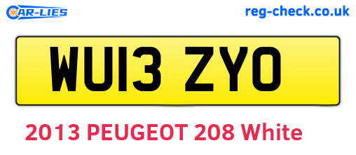 WU13ZYO are the vehicle registration plates.