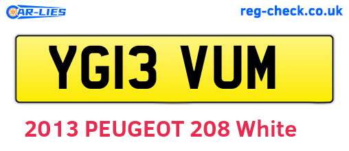 YG13VUM are the vehicle registration plates.