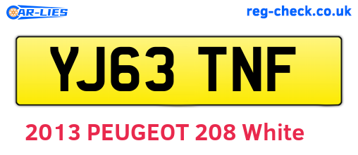 YJ63TNF are the vehicle registration plates.