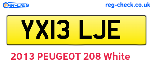 YX13LJE are the vehicle registration plates.