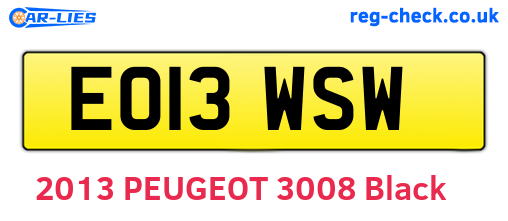 EO13WSW are the vehicle registration plates.