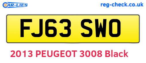 FJ63SWO are the vehicle registration plates.