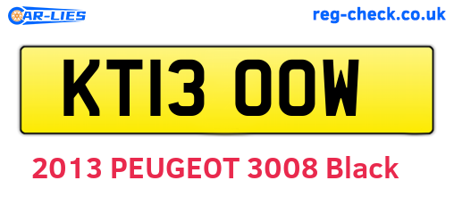 KT13OOW are the vehicle registration plates.