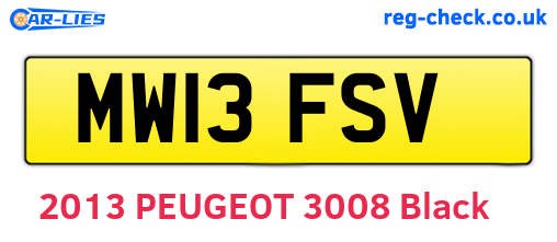 MW13FSV are the vehicle registration plates.