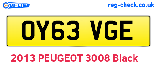 OY63VGE are the vehicle registration plates.