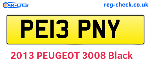 PE13PNY are the vehicle registration plates.