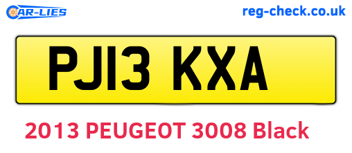 PJ13KXA are the vehicle registration plates.