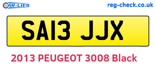 SA13JJX are the vehicle registration plates.