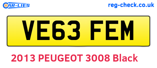 VE63FEM are the vehicle registration plates.
