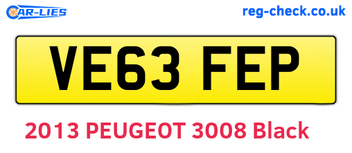 VE63FEP are the vehicle registration plates.